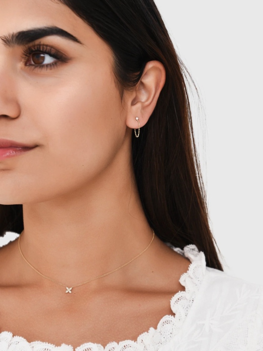 EF Collection 14k Yellow Gold Diamond Ball Chain Stud Earrings